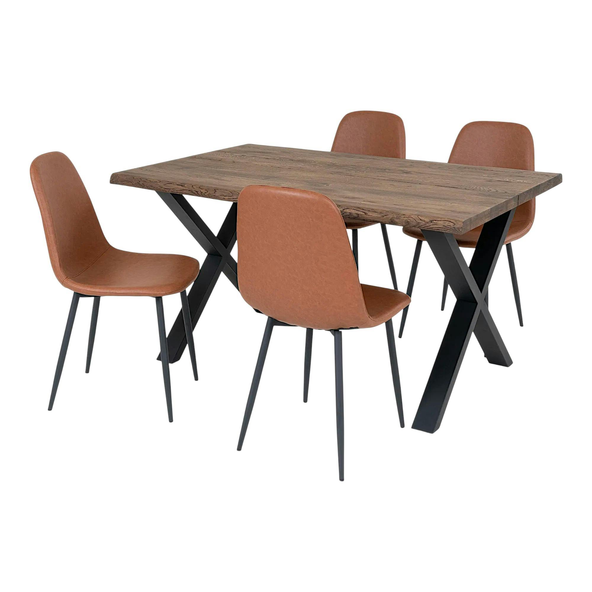 Ensemble table et chaises marron microfibre (lot de 5 pièces) SAVONE
