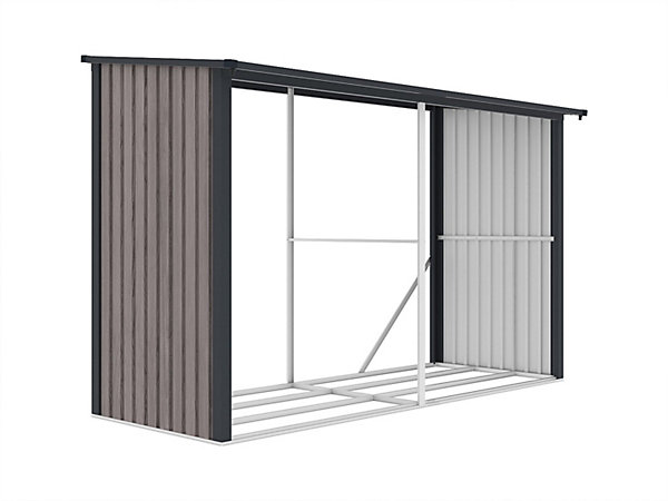 Abri bûches métal en acier galvanisé effet bois 5,78 m3 - 7 stères - L302 x P119 x H190cm - VARWOOD