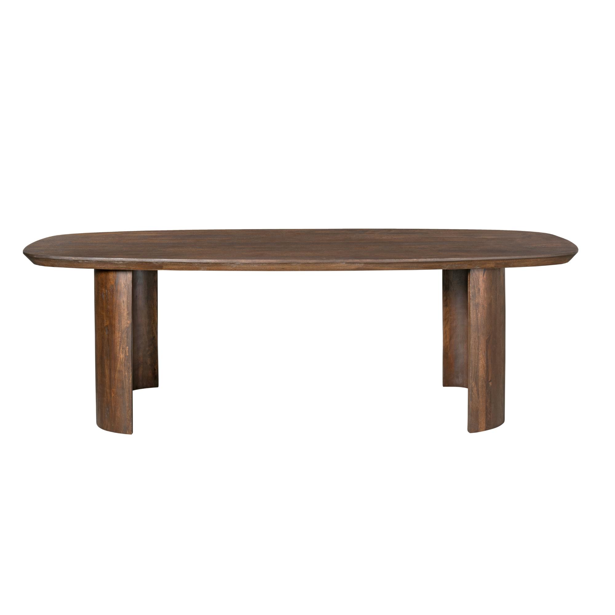 Table à manger ovale bois foncé pieds courbes 200 cm ALMA