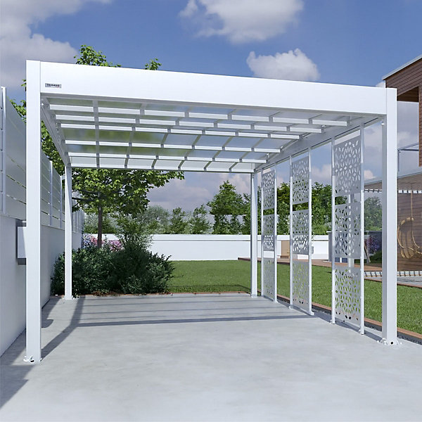 Carport aluminium Blanc Trigano - LIBECCIO   3 claustras - 16 m² - Fabriqué en France