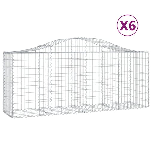 NNEVL Arched Gabion Baskets 6 pcs 200x50x80/100 cm Galvanised Iron
