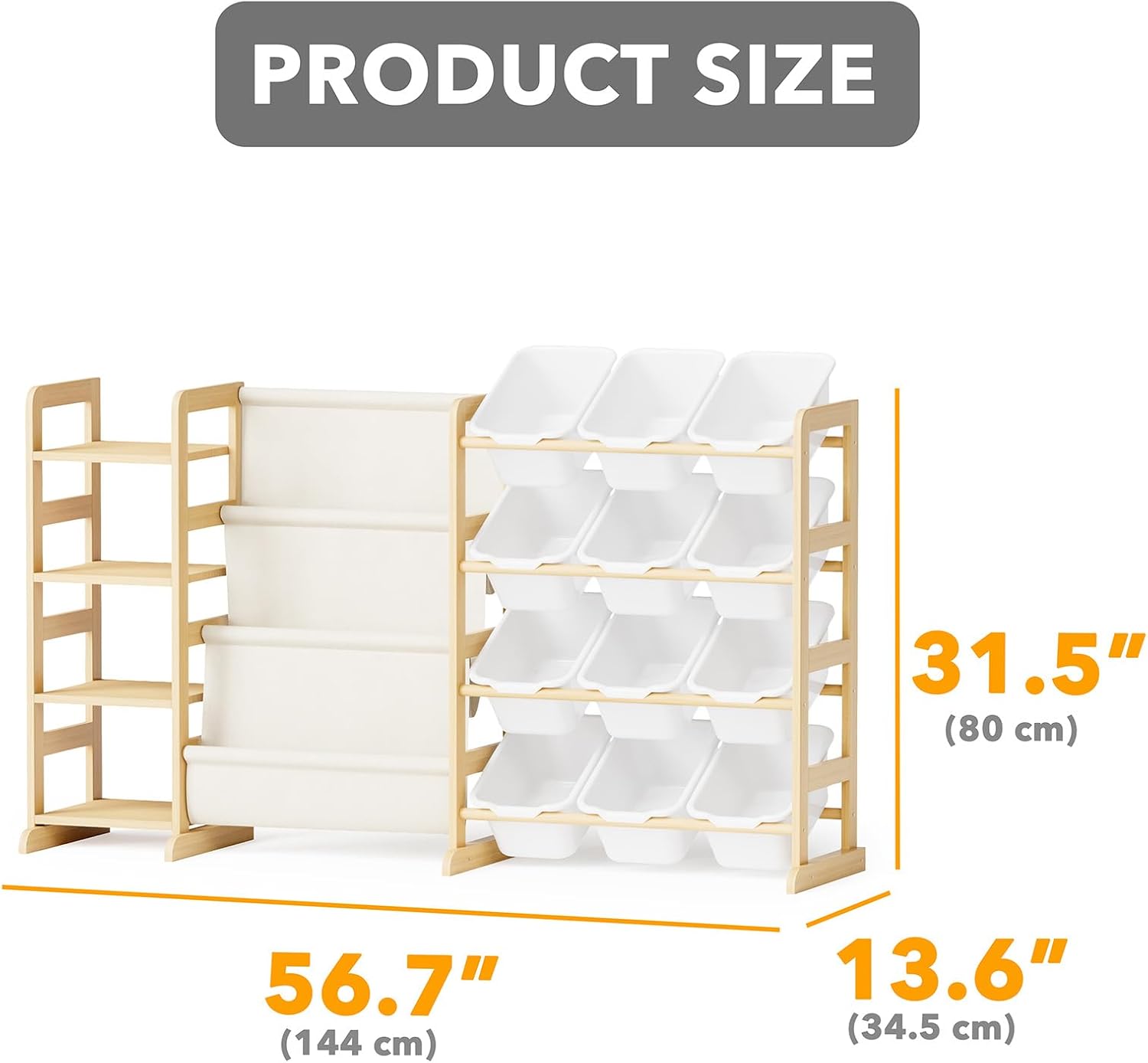 SpaceAid 3-in-1 Toy Storage Organizer with 4 Shelves and 12 Bins, Toy Organizers Storage 3-Tier Bookshelf, Kids Bin Shelf Box Bookcase for Bedroom Playroom Organization Room Decor, White