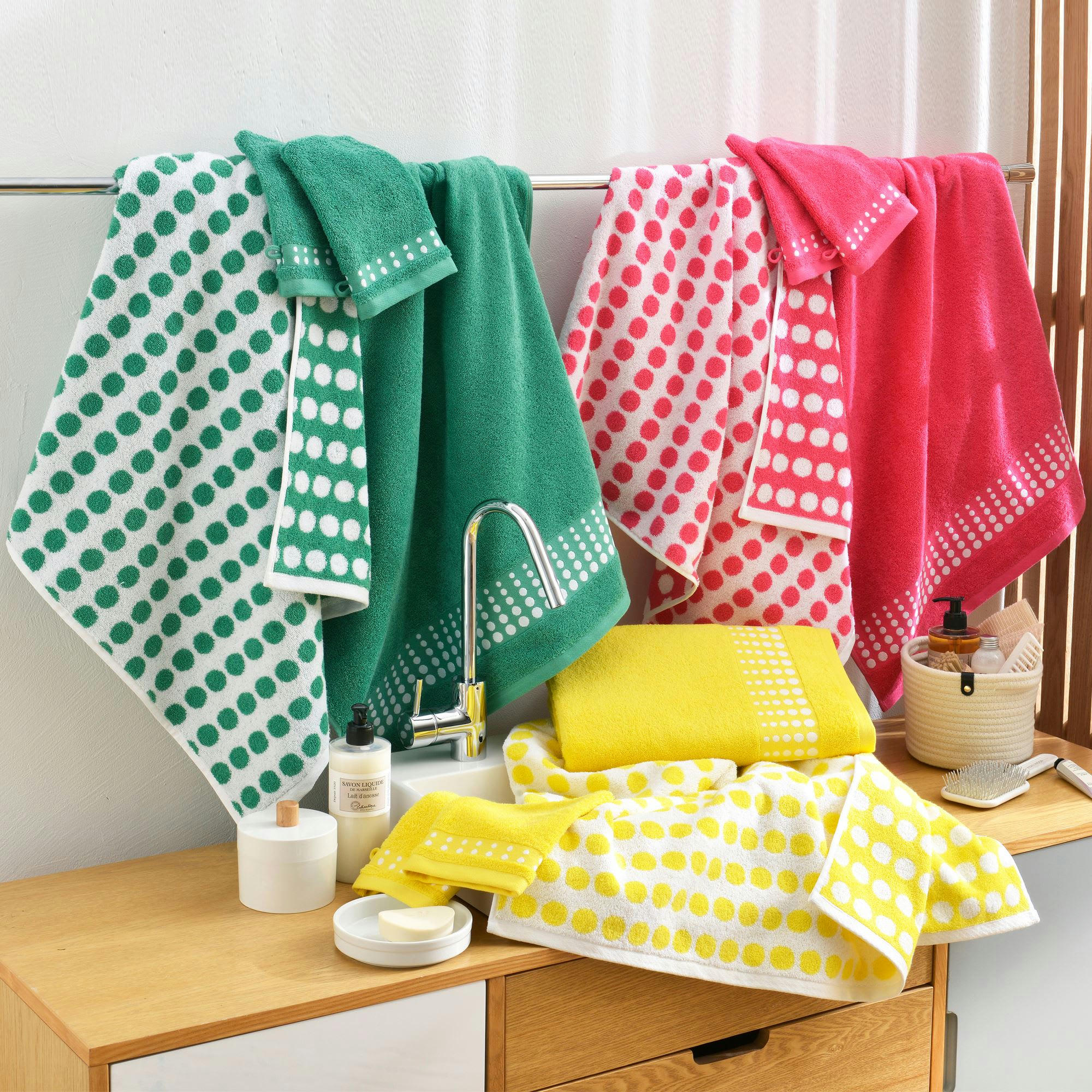 POISMINI - Drap de bain 100x150 jaune en coton 450 g/m²