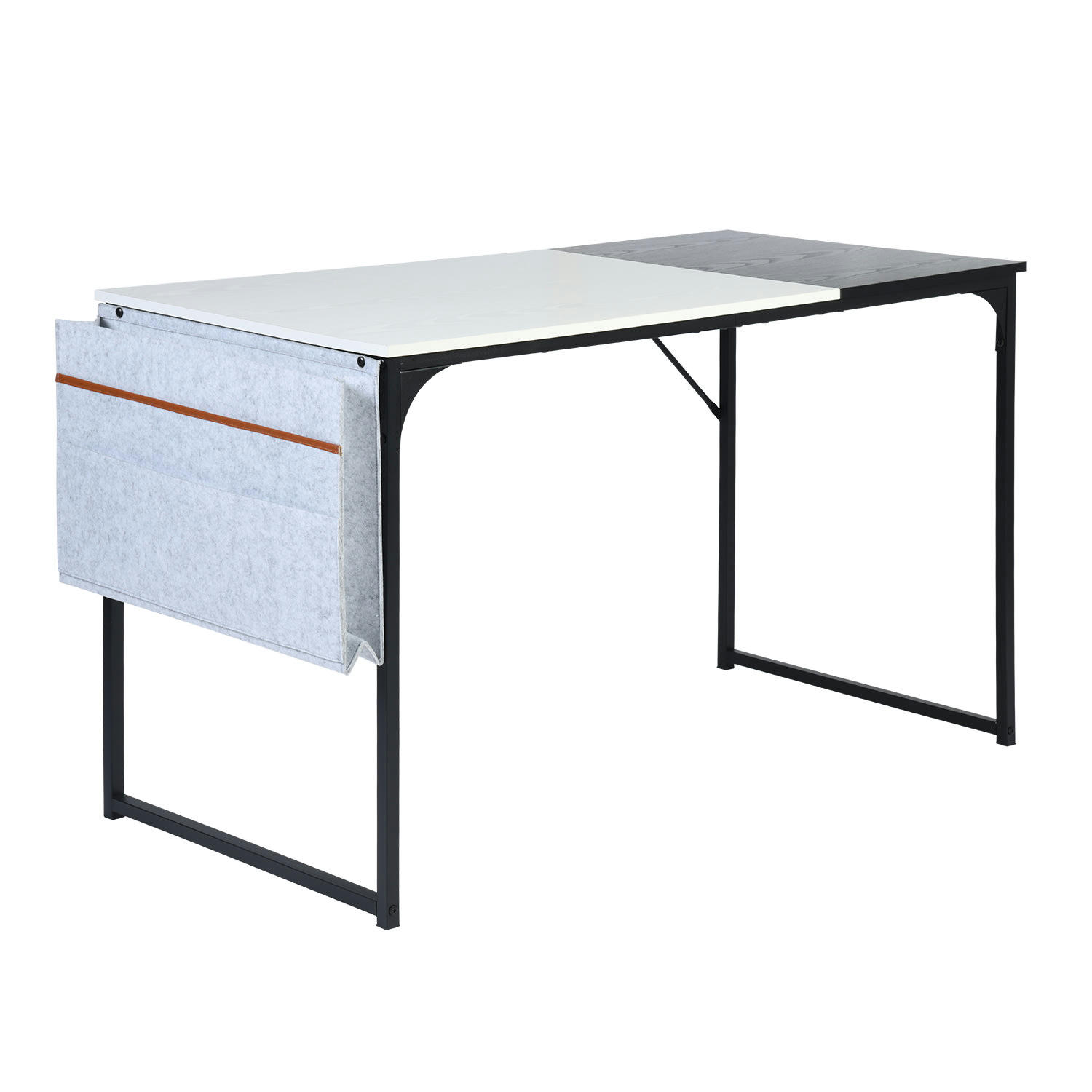 - Bureau effet bois avec sac de rangement en feutre en blanc 120*60