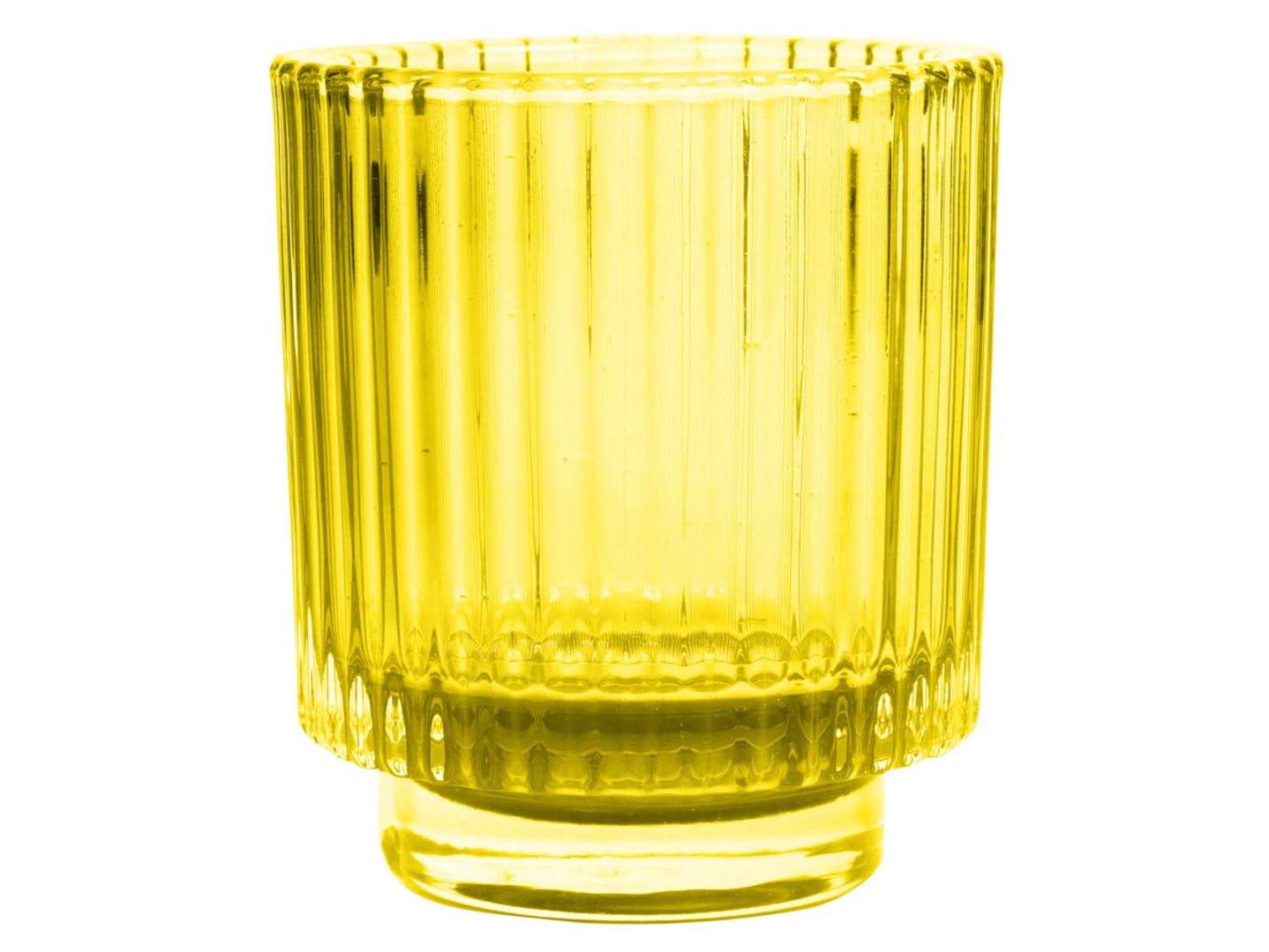 Świecznik szklany t-light Plisa 10 cm żółty