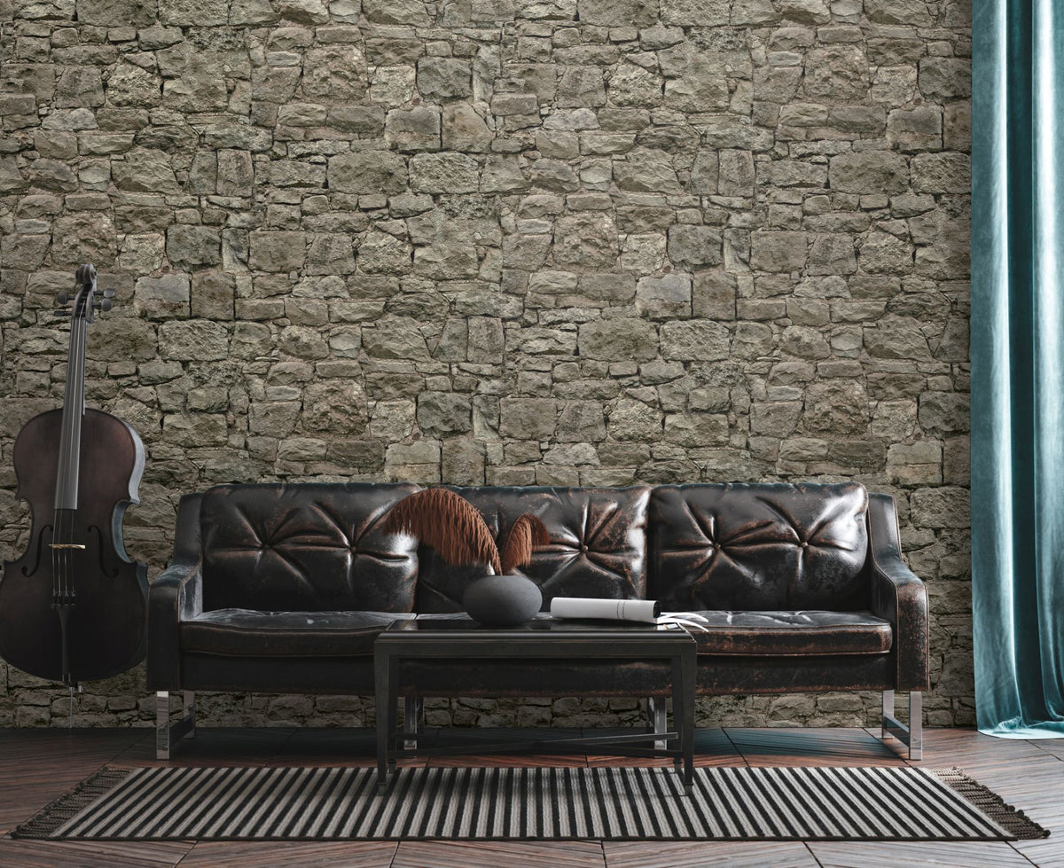 Livingwalls fotobehang steen grijs en beige - 159 x 280 cm - AS-393171