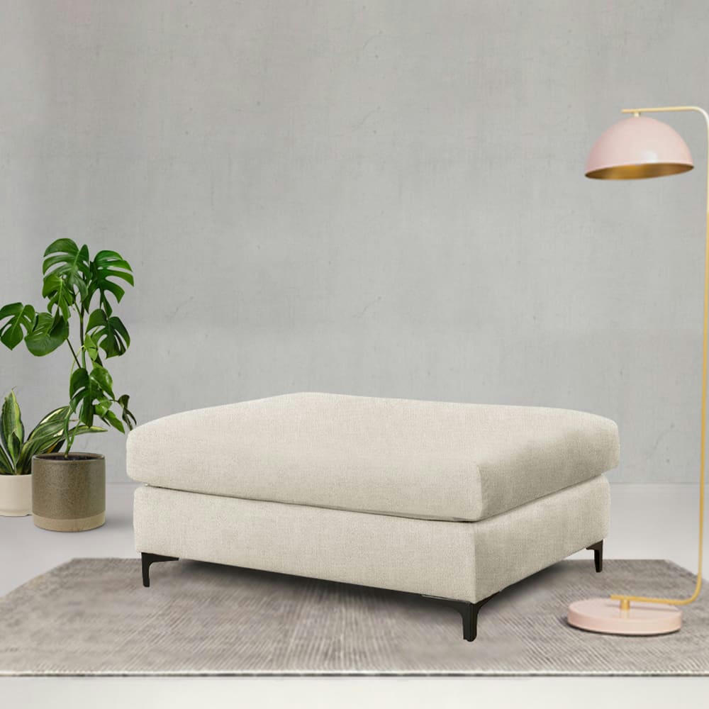 - Pouf salon tissu beige