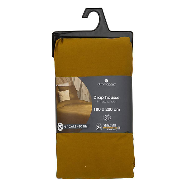 Drap-housse - percale - mordoré - 180x200 cm - Atmosphera