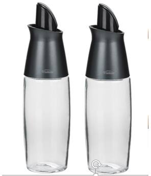 Trudeau Glass Automatic Oil Bottle Dispenser Set, 2-pc, Clear
