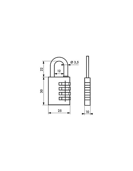 Cadenas à combinaison Venus, 3 chiffres, intérieur, anse acier, 25mm - THIRARD