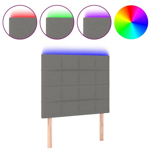 NNEVL LED Headboard Dark Grey 80x5x118/128 cm Fabric