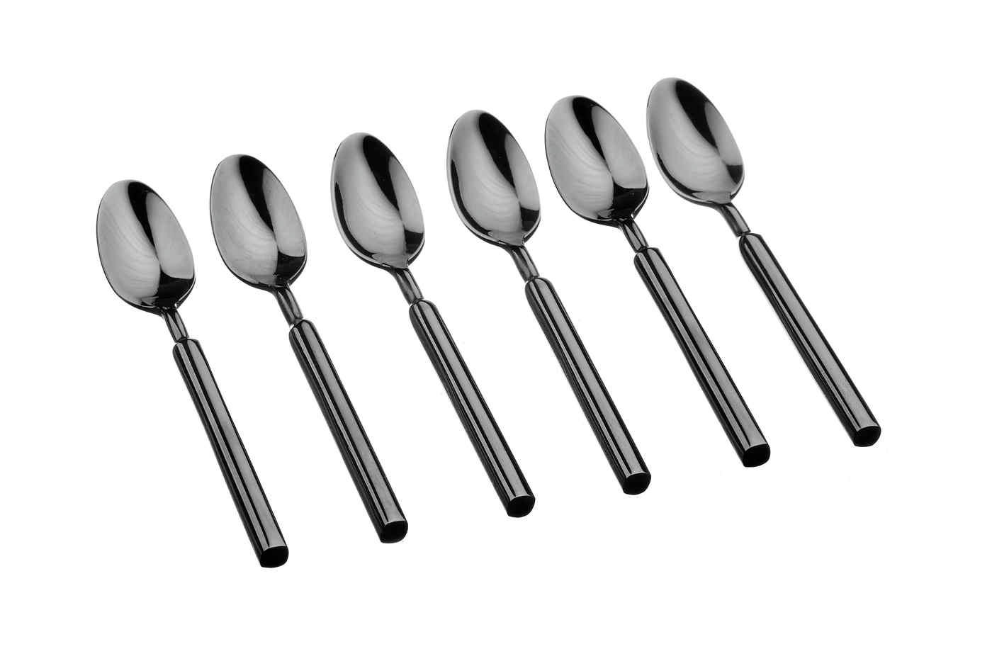 NUDE - Lot de 6 petites cuillères en inox noir