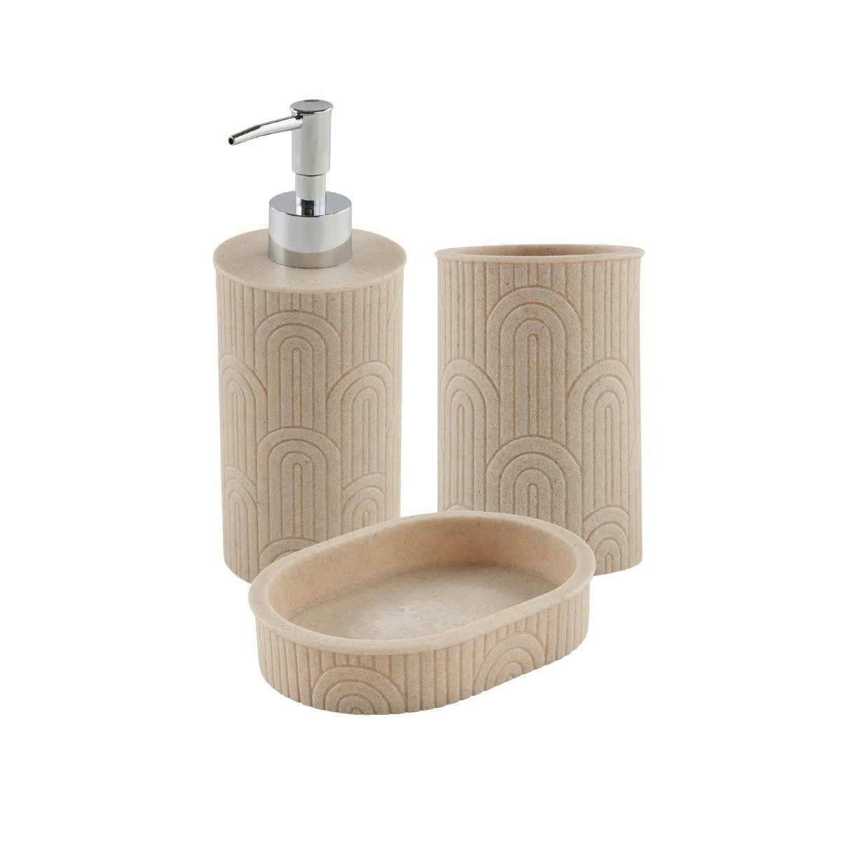 RETRO - Set de salle de bain 3 pièces en polyrésine blanc