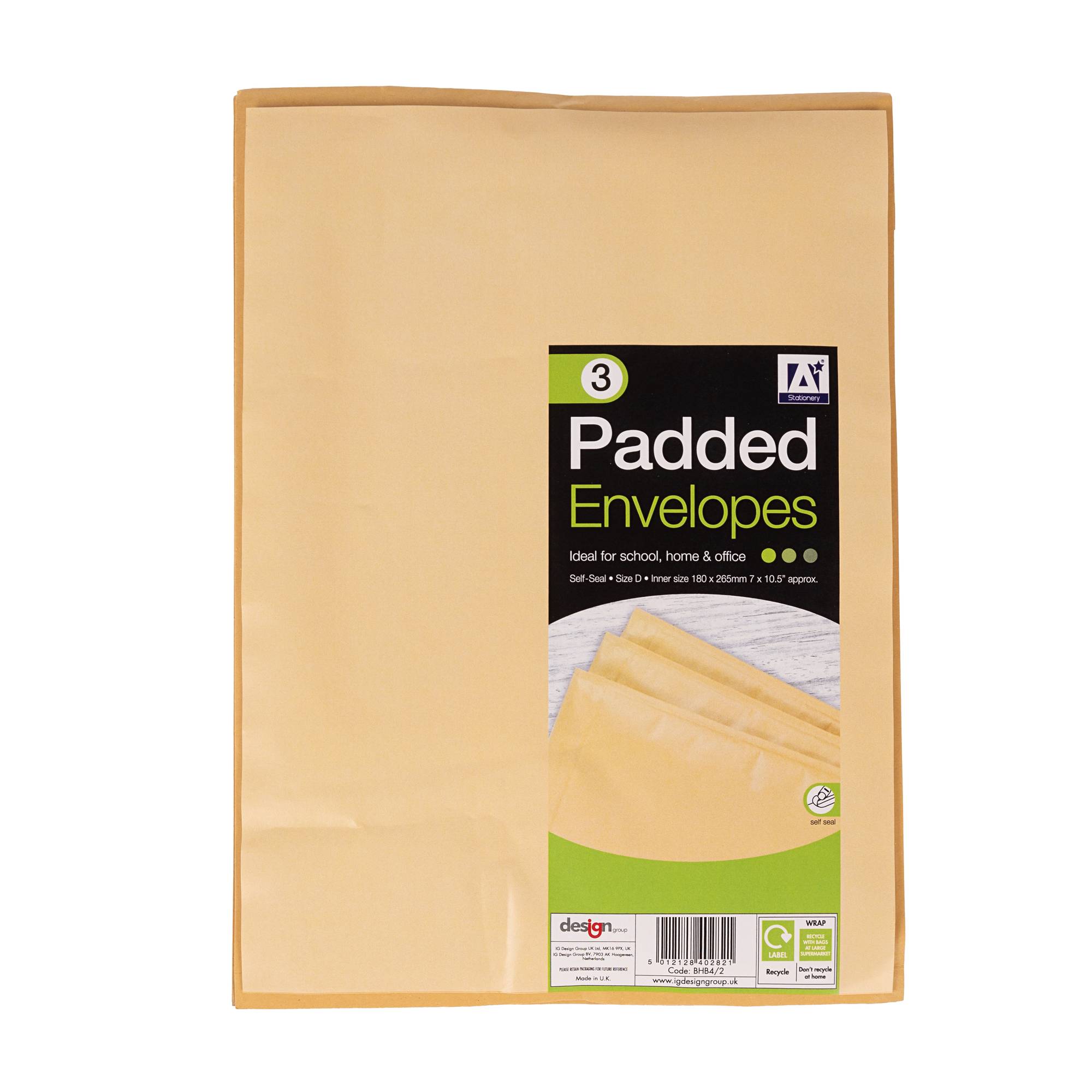 Brown Padded Envelopes 18cm x 26.5cm 3 Pack