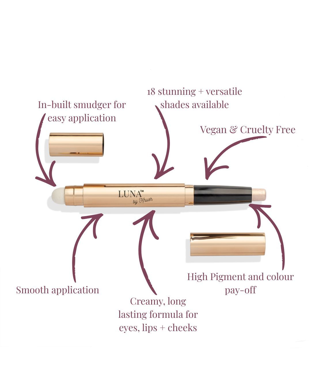 Luna by Khush Multi-Purpose Creamy Shadow and Smudger Duo Stick