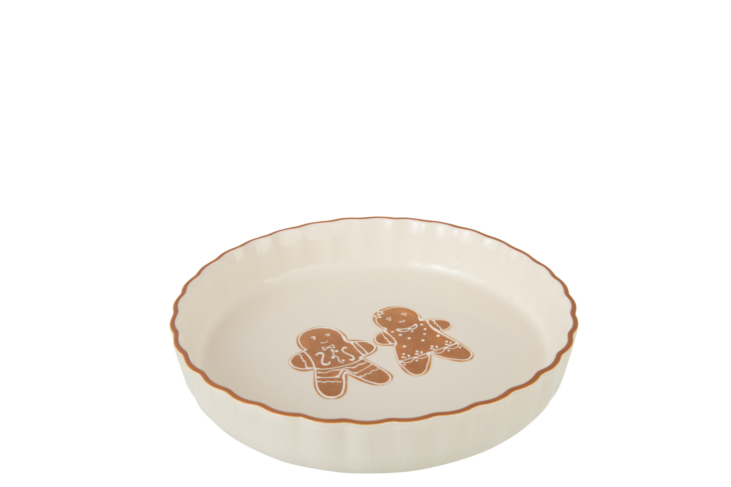 J-Line taartplateau Cookie Dolomiet - keramiek - bruin/wit