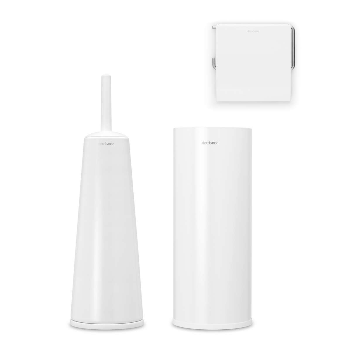 Brabantia ReNew Toiletaccessoire-set, toiletborstel met houder, toiletrolhouder en reserverolhouder - White