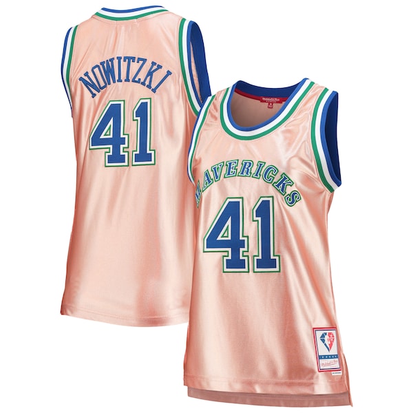 Dirk Nowitzki Dallas Mavericks Women's 75th Anniversary Rose Gold 1998 Swingman Jersey - Pink