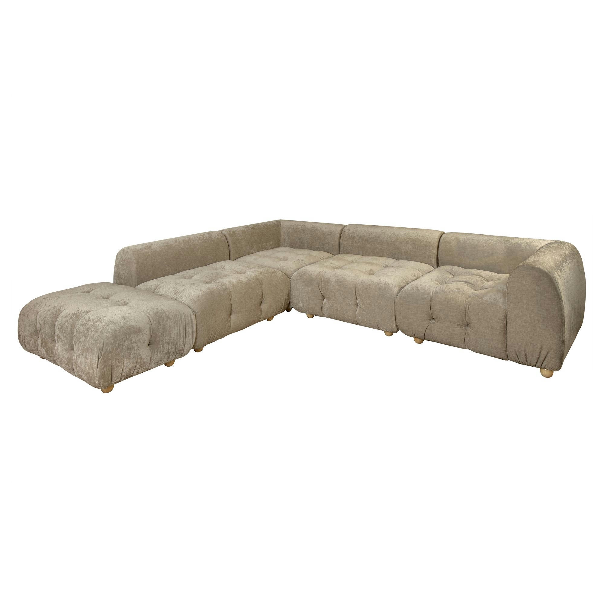 TWIGGY - Canapé 5 places en velours beige