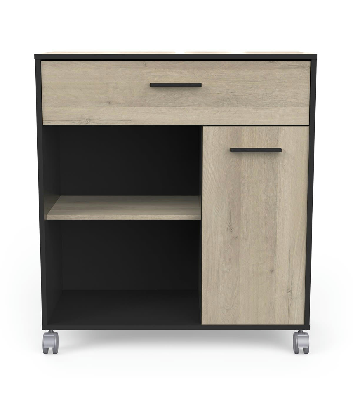 MINT - Buffet de rangement effet bois et noir - L81 x H90 cm