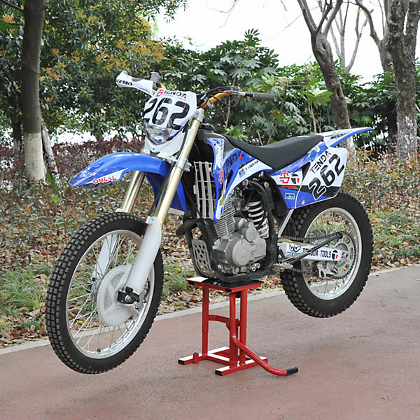 Lève moto béquille d'atelier stand moto tout-terrain moto cross supermotard hauteur réglable rouge et noir