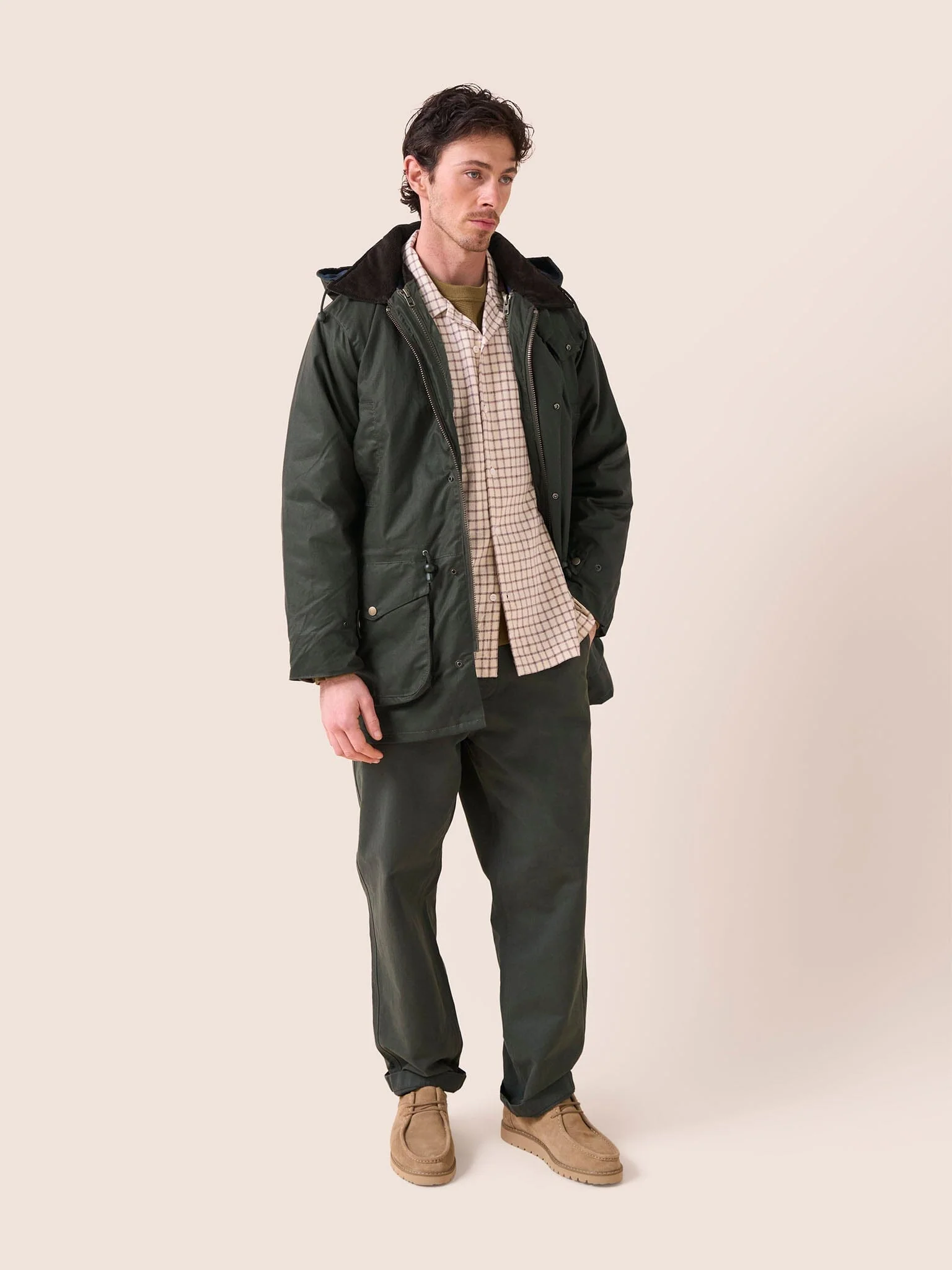 Leighton Waxed Cotton 4 in 1 Coat in Dark Olive