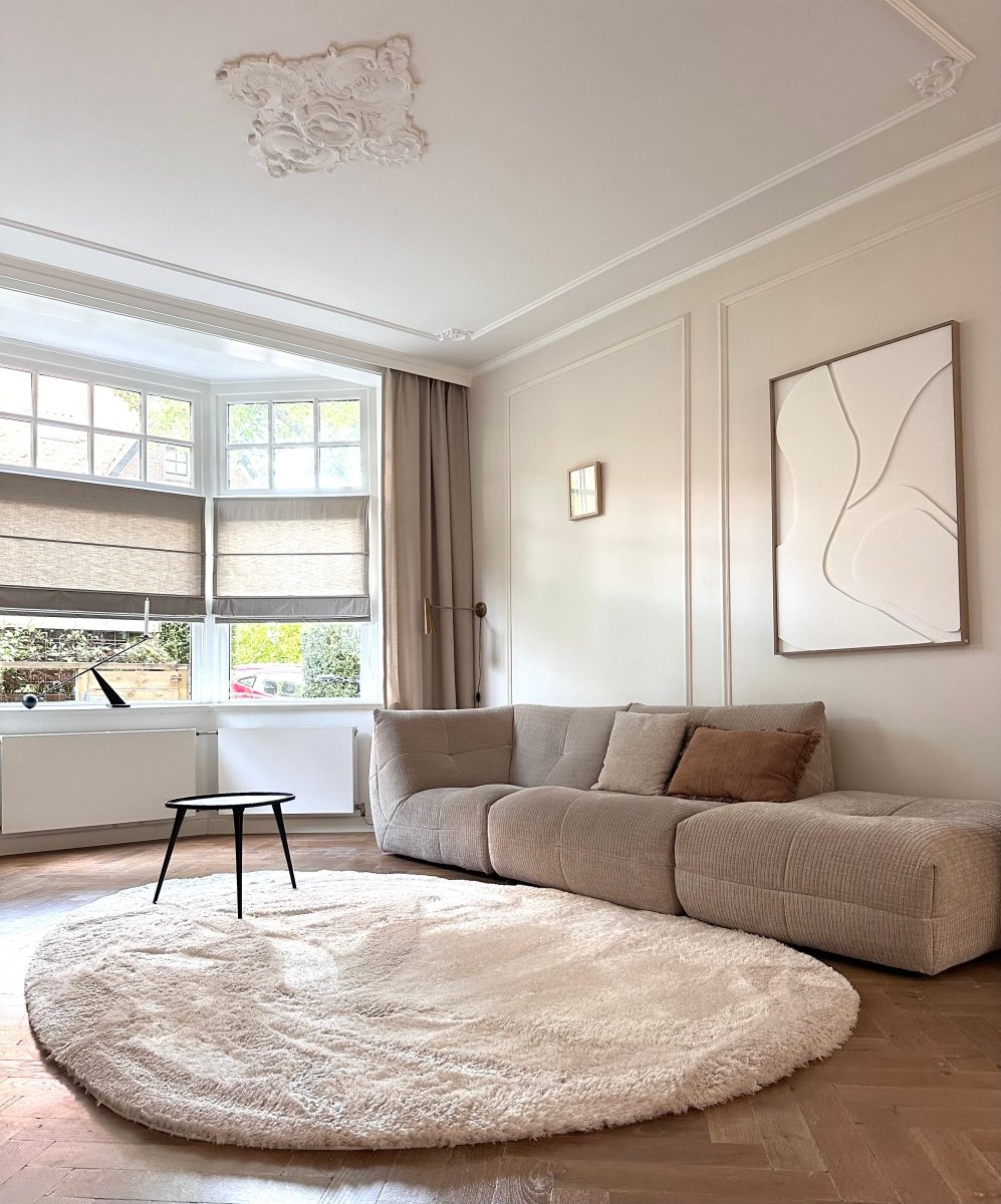 Organisch hoogpolig vloerkleed Odelia beige/wit - Interieur05