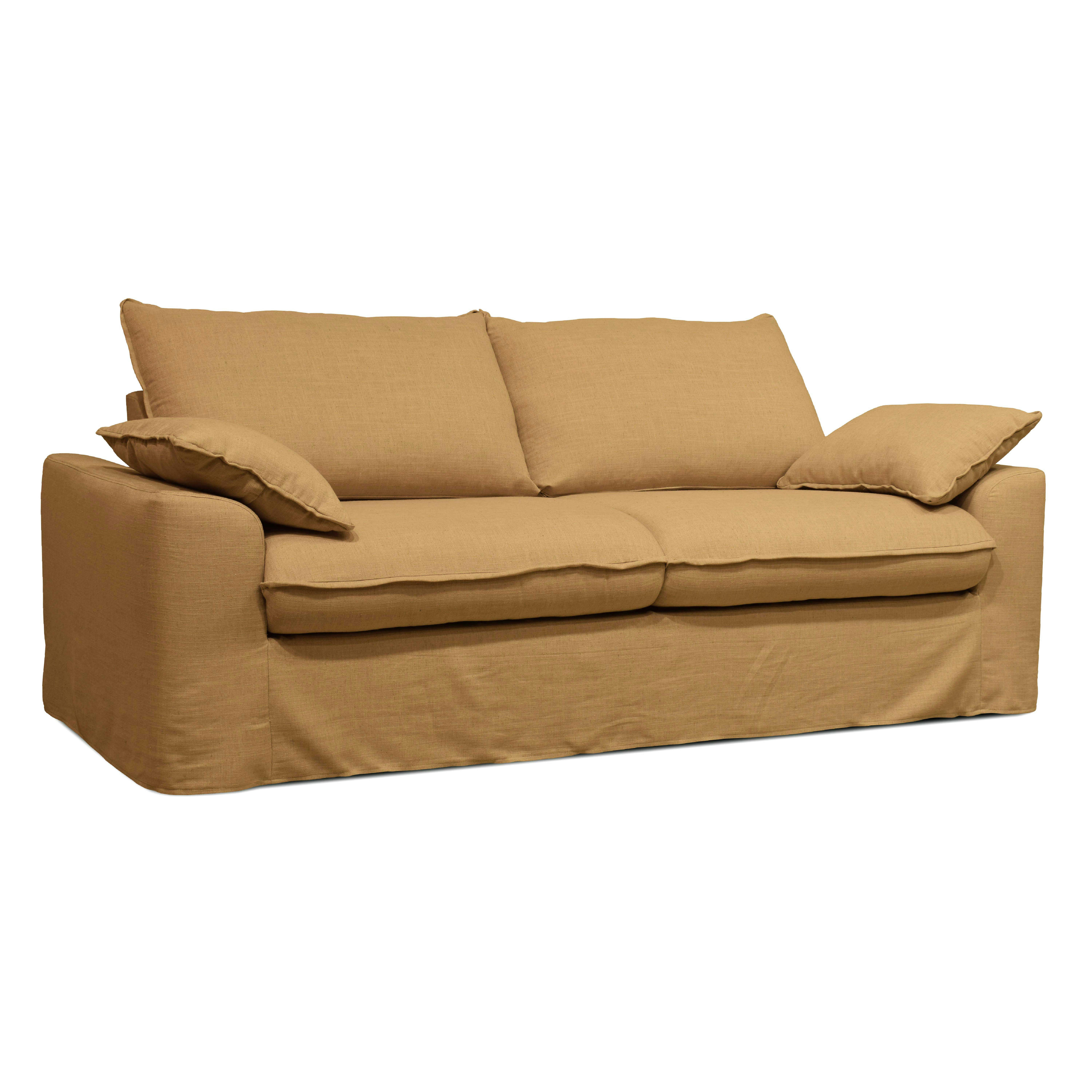 JAROD - Canapé convertible en tissu 3 places ocre