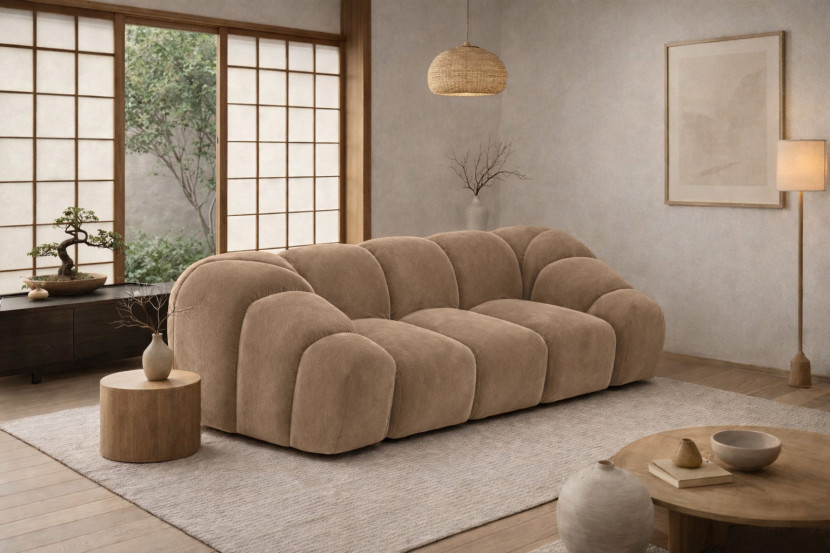 Sofa modułowa dwuosobowa, welur Bluvel, Latte, CROISSANT