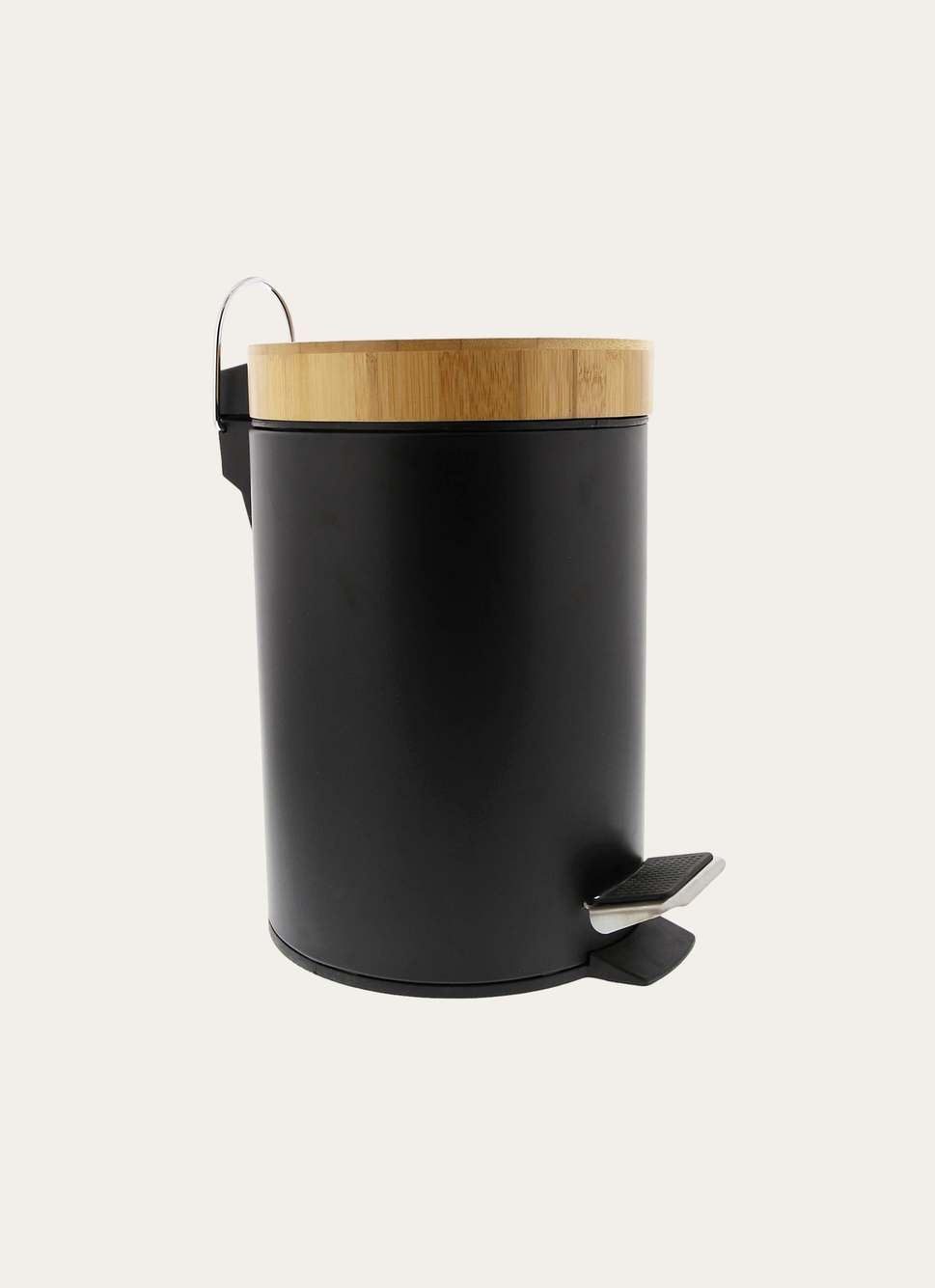 POUBELLE à PÉDALE EN MÉTAL ET BAMBOU NOIR
