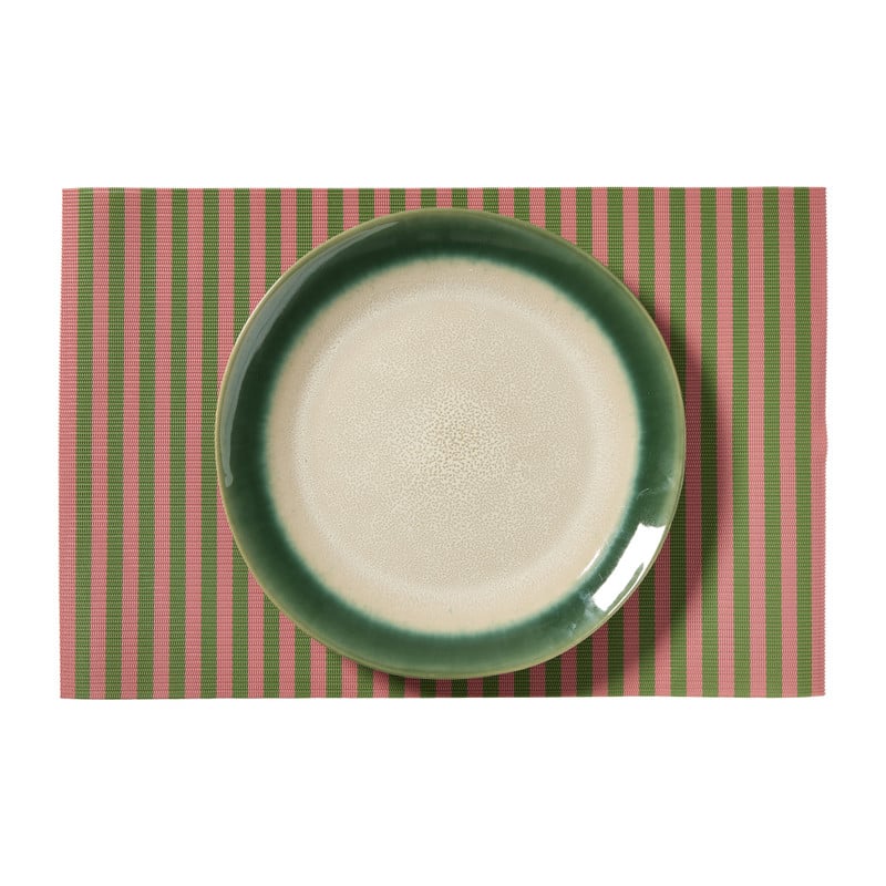 Placemats streep - roze/groen - set van 2