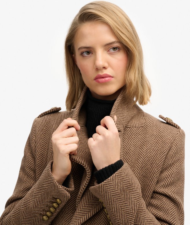 Double Breasted Wool Blend Coat