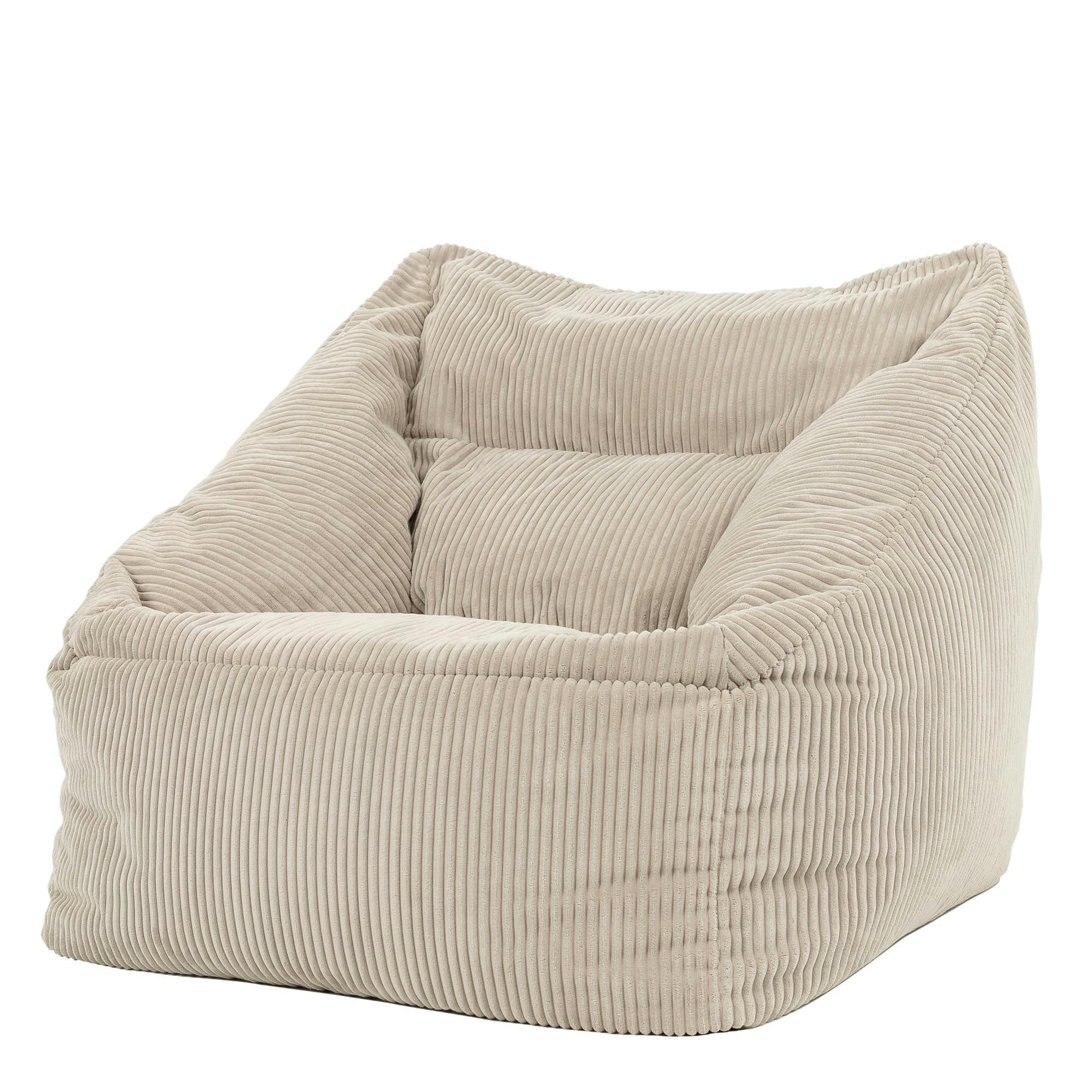 MORGAN - Pouf fauteuil velours côtelé beige galet