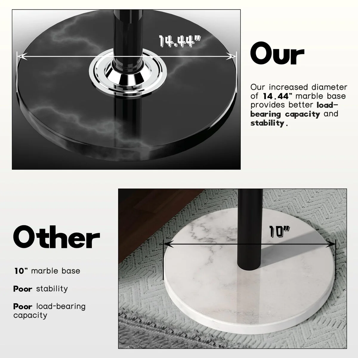 Metal Coat Rack Freestanding, Coat Hanger Stand With Natural Marble Base,Standing Coat Rack With Umbrella Holder