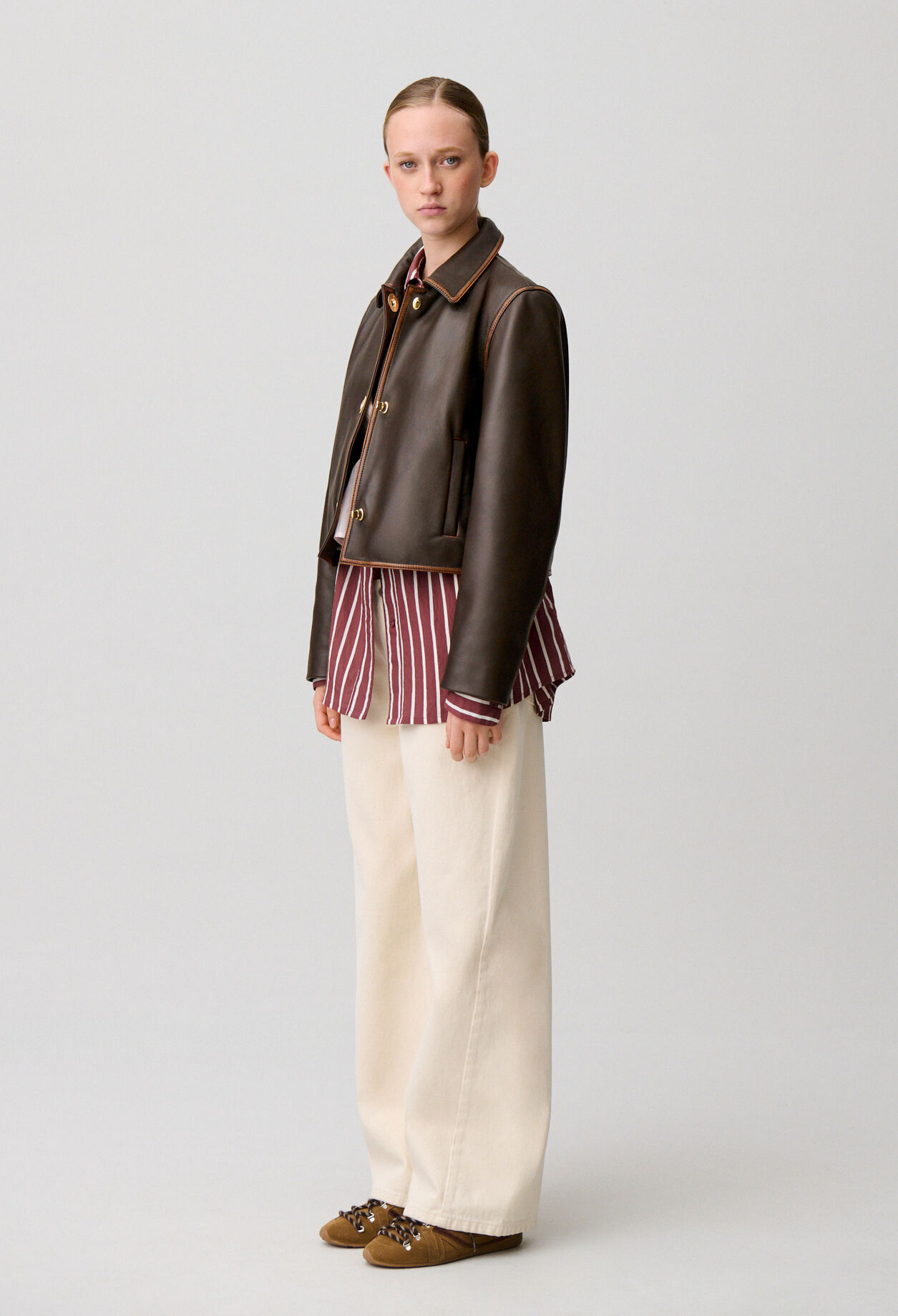 Veste courte cuir vieilli