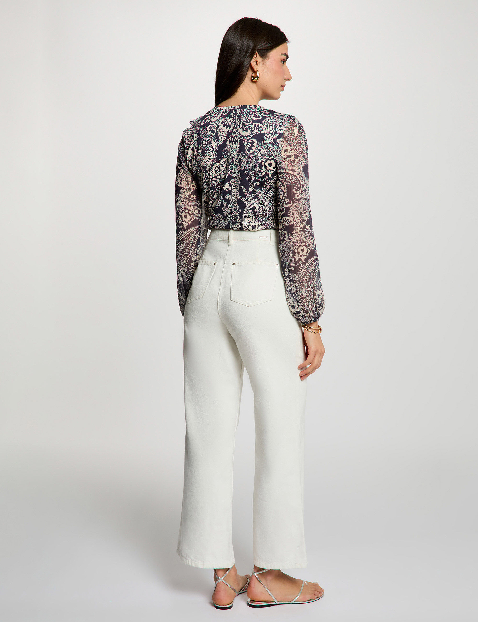 Voile Shirt With V-Neck White Women