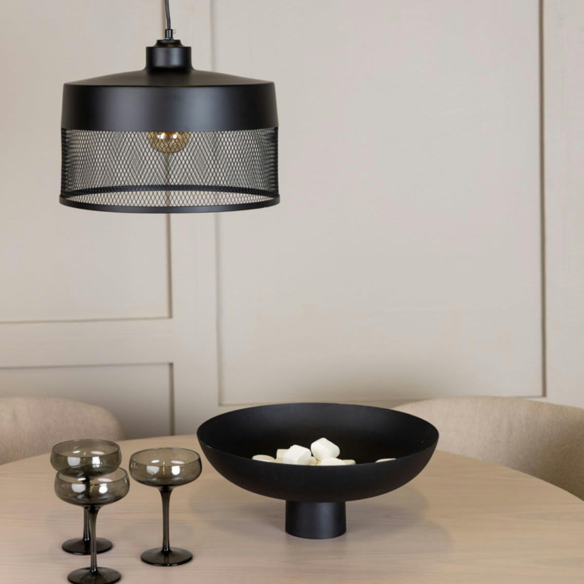 MELA - Suspension industrielle en métal noir