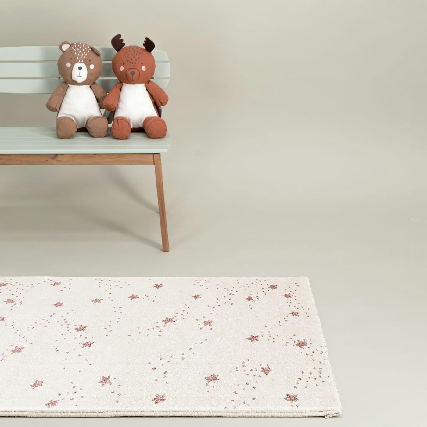 STARS - Tapis enfant constellation d'etoiles rose 80x150, OEKO-TEX®