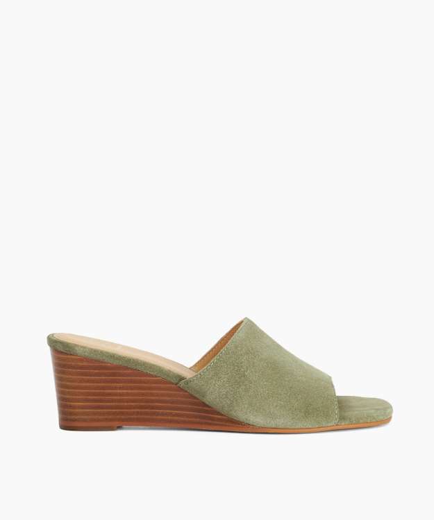 Kaydee Sage - Suede Wedge Slip-On Mules