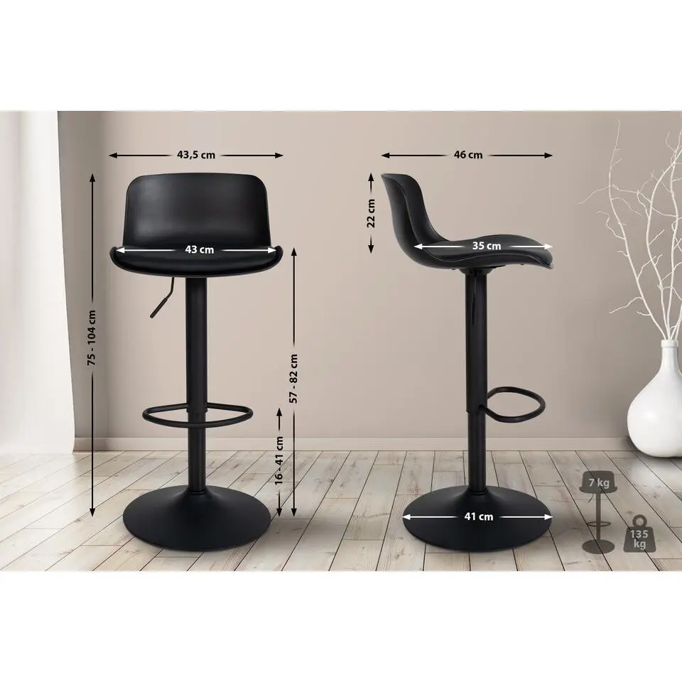 CLP Barkruk Almada Kunstleer - zwart