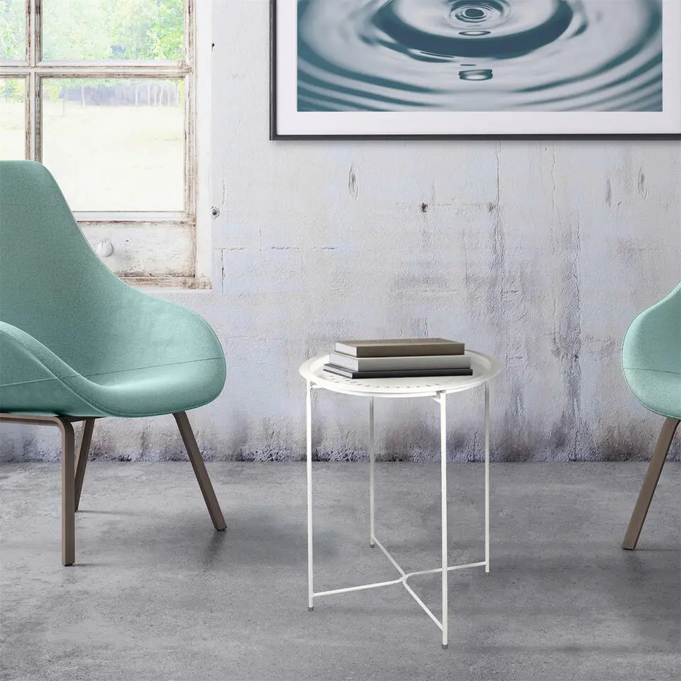 Home Deco Factory Bijzettafel - wit - metaal - D46 cm