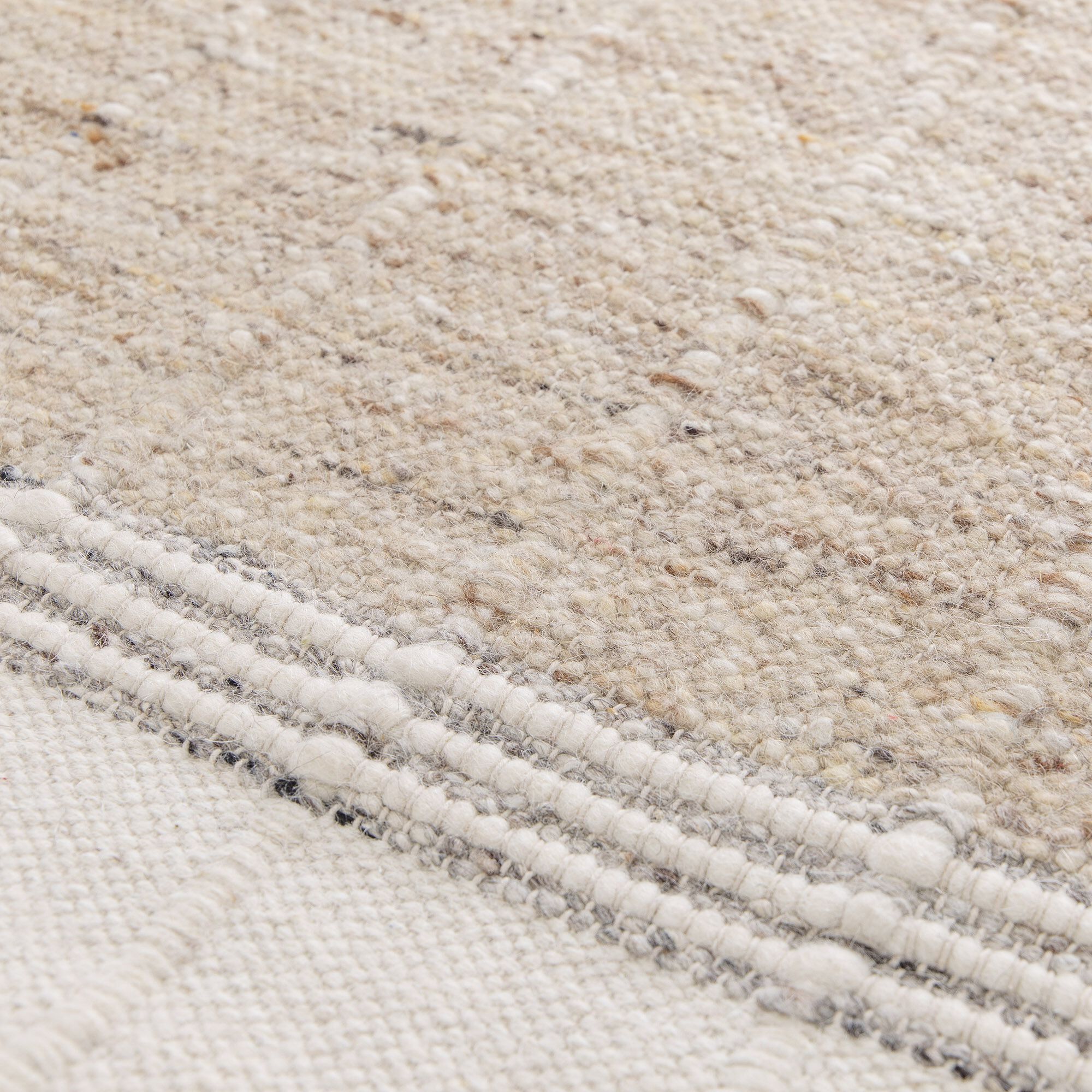 RUIS - Tapis en laine à motifs finition frange 160230cm - beige