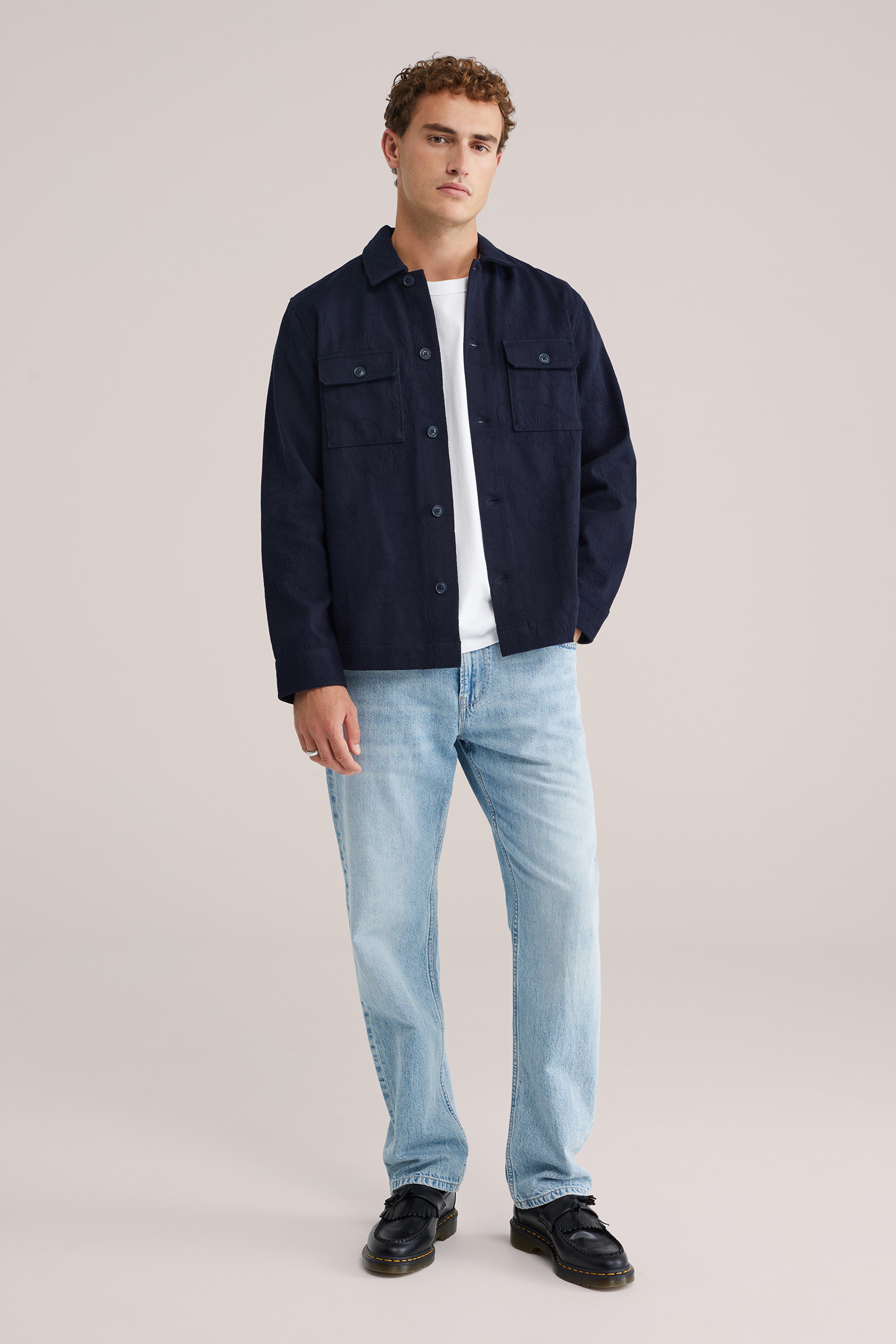 Heren jacquard overshirt met ingeweven print