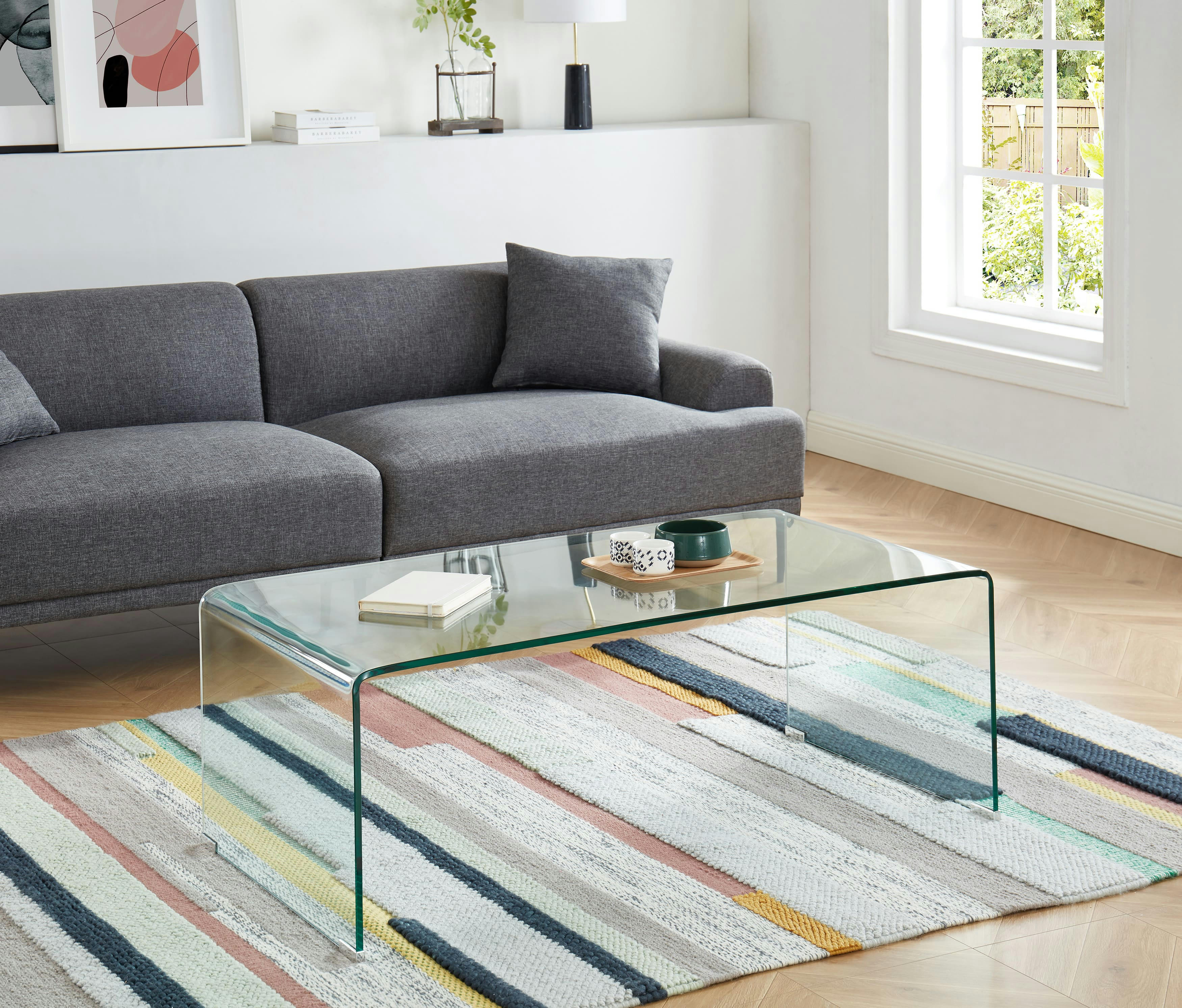 GINZA - Table basse  verre trempé 120cm transparent