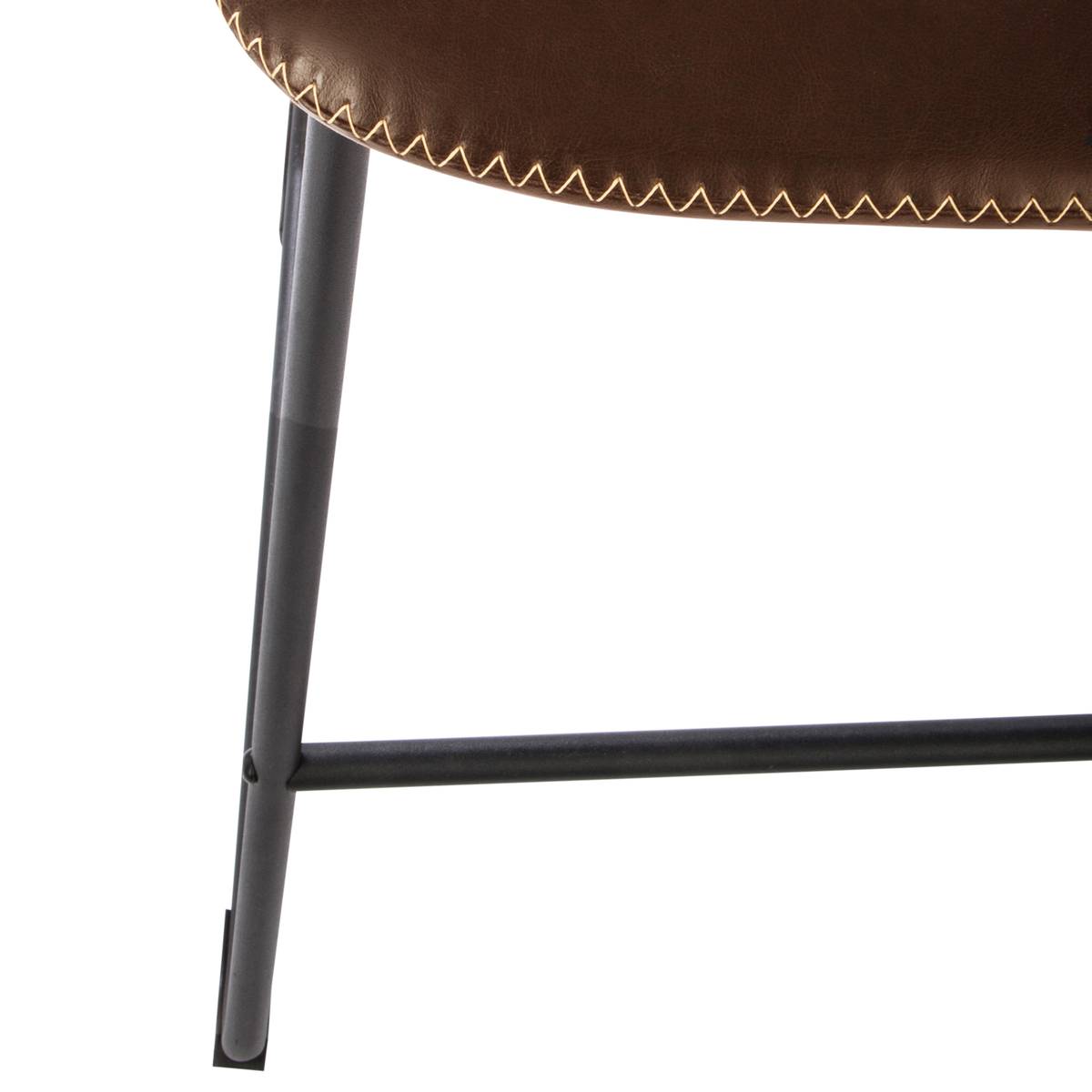 Set of 2 bar stools "Lois" Leather effect, Cognac brown