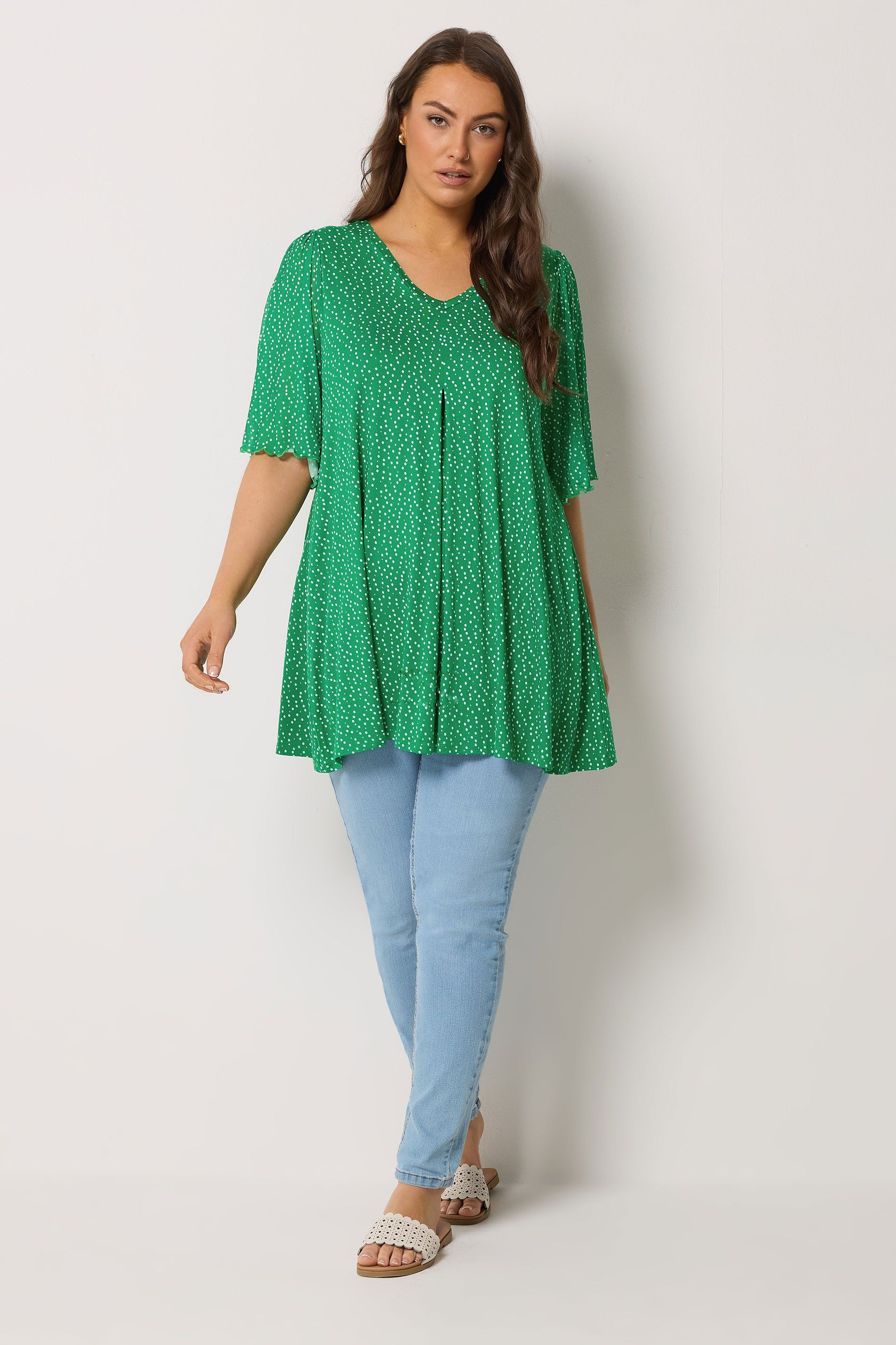 Yours Polka Dot Pleat Front Top