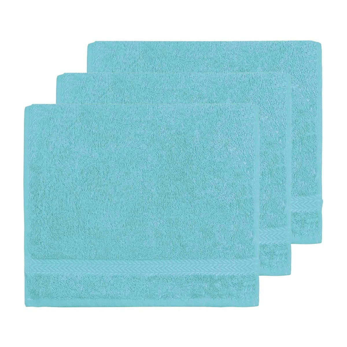 LUXURY - Lot de 3 serviettes invité 550gr/m²  bleu turquoise 30x50 cm