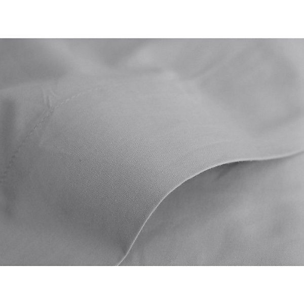 Drap plat percale pur coton peigné longues fibres 80 fils/cm² Vent du sud - Acier - 180 x 290 cm pour lit 1 place