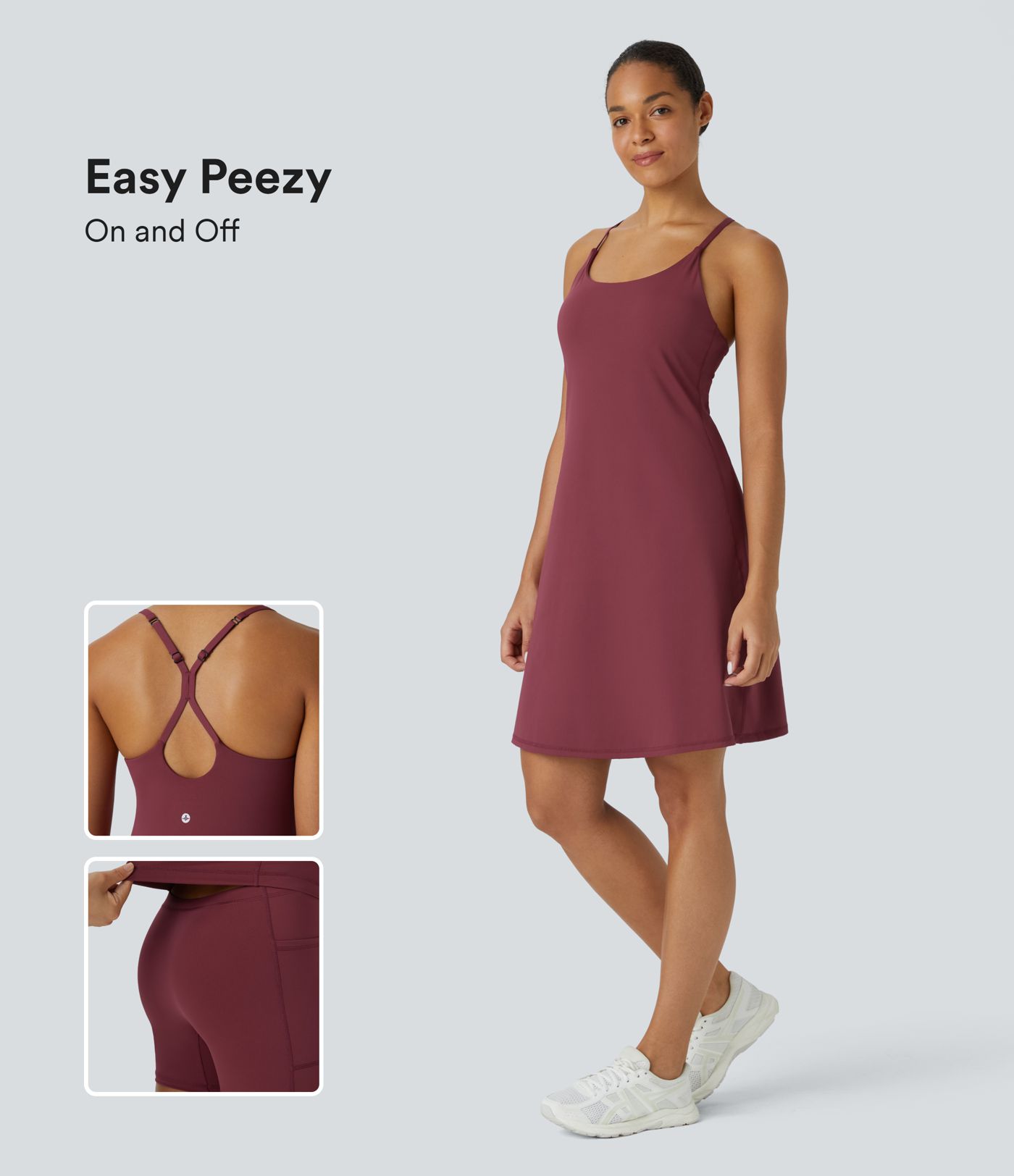 Softlyzero™ Airy Robe Sport Dos Nu Découpé Sangle Réglable Poche 2-en-1 Cool Touch Robe-Easy Peasy Edition-UPF50  Plus Longue