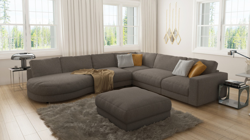 Ropez Mystic narożnik lewy 334x288 cm mikrofibra brązowy